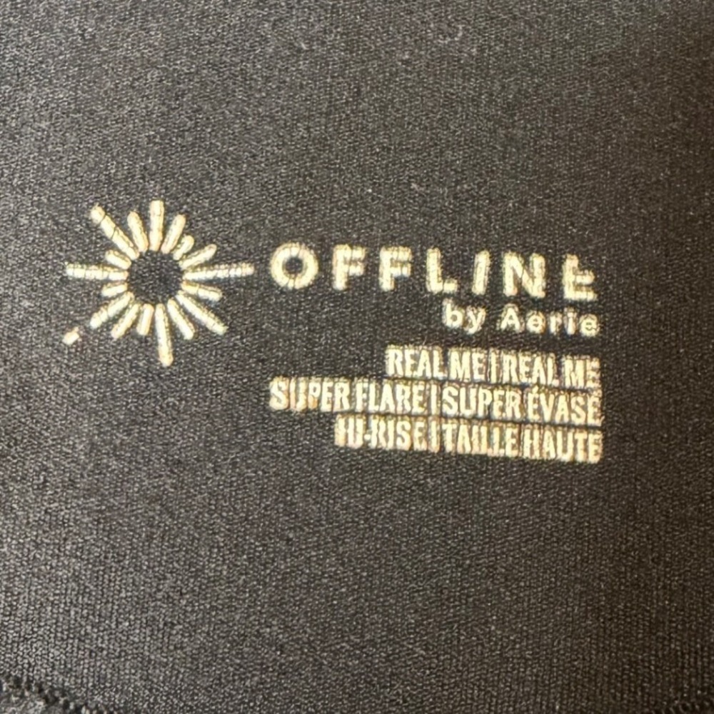 OFFLINE by Aerie Real Me Crossover Super Flare Leggings Black High Rise Pants XS - Picture 5 of 9